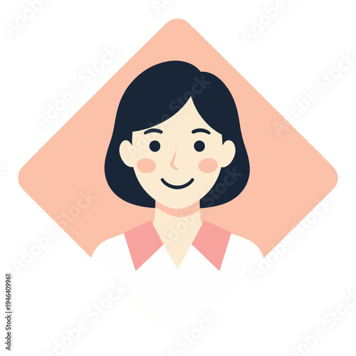 Woman Portrait In Diamond Shape Vector Icon