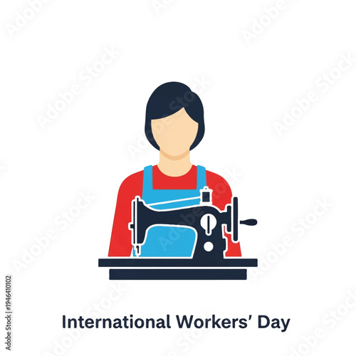 Woman working on sewing machine.