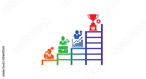 Business success growth ladder icon.