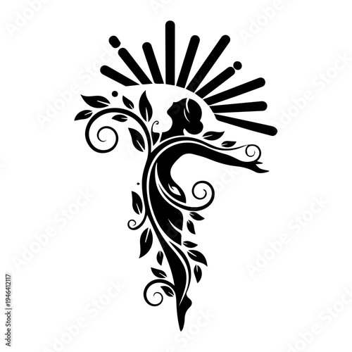 Elegant silhouette of a nature goddess representing life and harmony