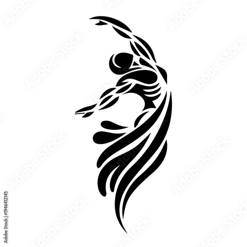 Dynamic Abstract Silhouette of a Dancing Figure