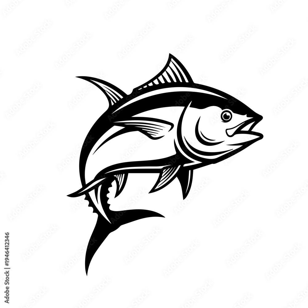 Obraz premium Tuna Fish Illustration - Aquatic Animal and Seafood Vector Art
