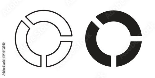 Donut chart icon symbol vector illustration. vector flat clipart object eps10