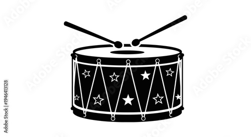 Black drum with white star design.