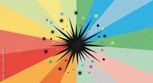 Colorful explosion of starburst rays.