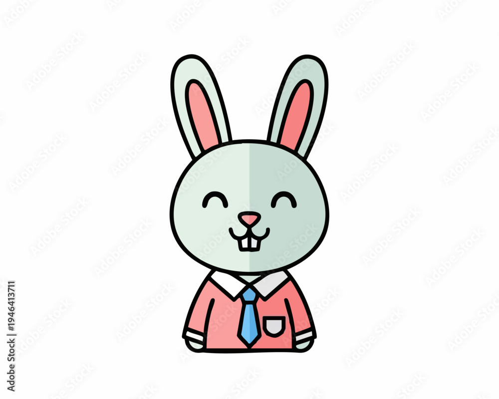 Obraz premium Adorable cartoon business rabbit character in professional attire.
