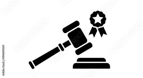 Gavel and sound block icon.