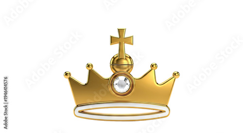 Golden Crown with Diamond and Cross