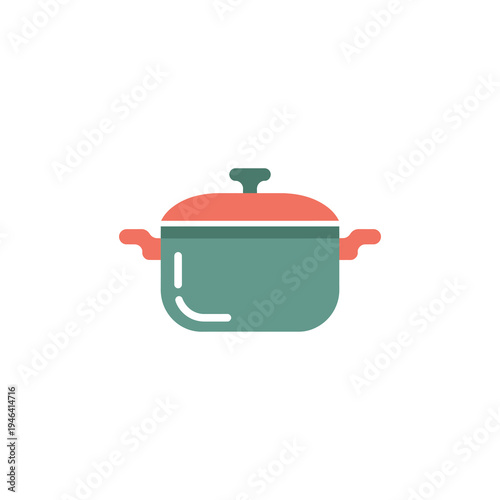 Kitchen cooking pot with a red lid and side handles