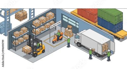 Workers loading boxes into delivery truck.