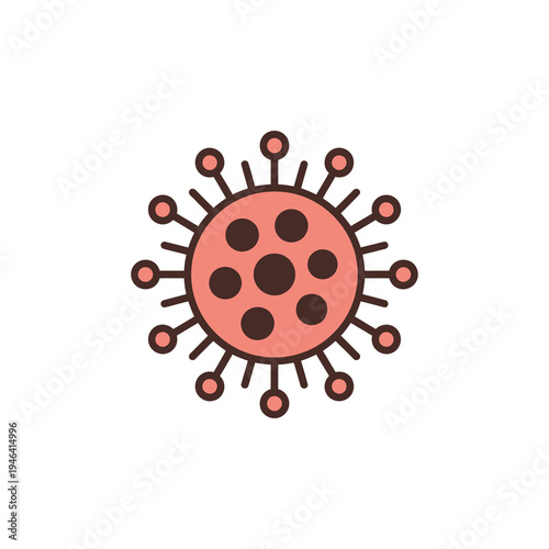 Microscopic pathogen illustration showing a contagious virus with spiky protein structures on white background