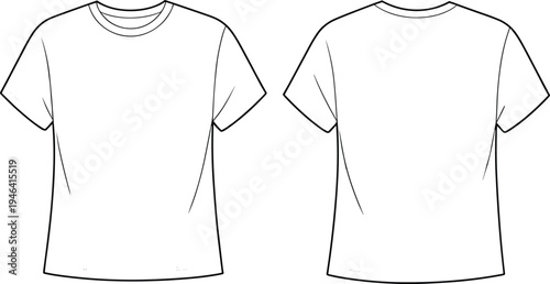 White T- Shirt Front and Back View with Short Sleeves and Round Neckline t-shirt clothing