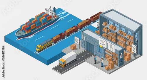 Container cargo logistics shipping transport system.