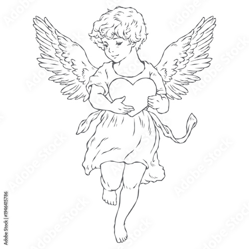 Vintage-Charcoal-Cupid-Holding-Heart-Engraving