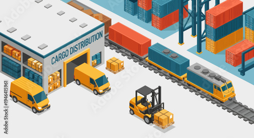 Industrial cargo transportation logistics train.