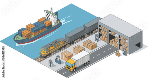 Industrial cargo shipping and logistics operations.