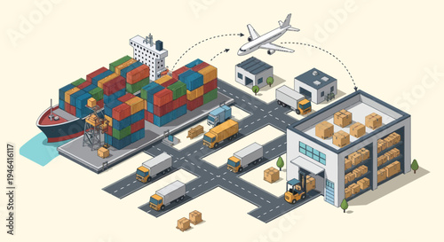 Logistics and transportation cargo hub.