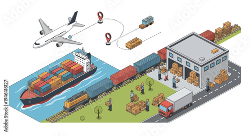 Logistics and transportation cargo hub operations.