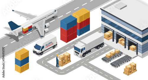 Logistics and transportation cargo hub.