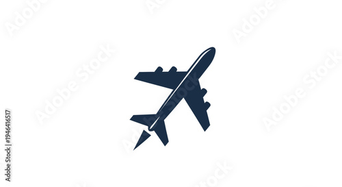 Airplane Icon Silhouette Flying Isolated on White Background