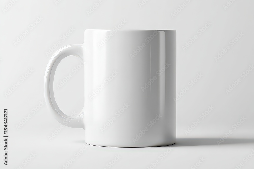 Obraz premium Isolated White Ceramic Coffee Mug on White Surface with Shadow