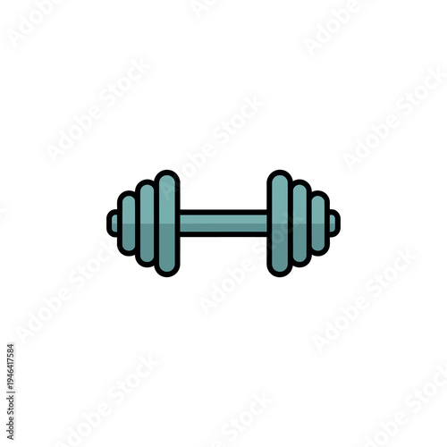 Simple light teal dumbbell for fitness training on a white background