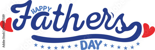 This charming vector graphic illustration proudly displays a stylized, flowing cursive script typography design wishing everyone a happy fathers day celebration with heartfelt accents