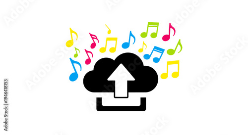 Cloud storage music upload icon.