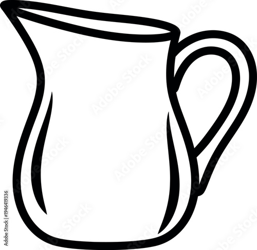 A simple line drawing of a ceramic jug with a handle