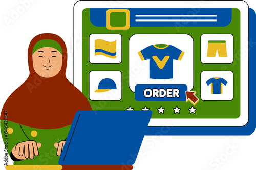 woman muslim shopping at supermarket