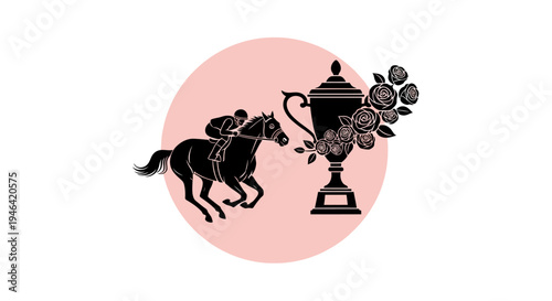 Horse Riding Jockey Holding Trophy Cup.