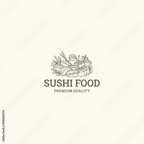 Sushi food logo style icon design template vector illustration