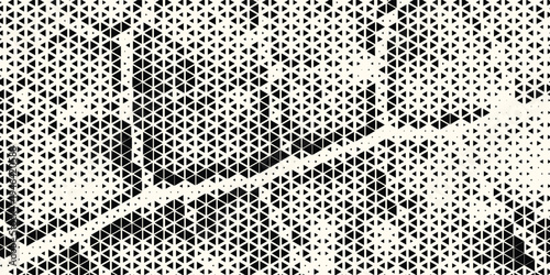 Triangle Shapes Vector Abstract Geometric Technology Background. Radial Composition Halftone Frame Triangular Retro Simple Pattern. Minimal Style Dynamic Tech Wallpaper