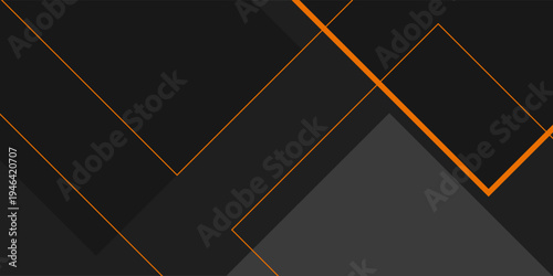Modern elegant dark background with minimal geometric shapes and orange lines.