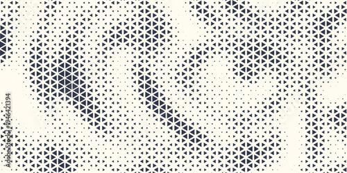 Triangle Shapes Vector Abstract Geometric Technology Background. Radial Composition Halftone Frame Triangular Retro Simple Pattern. Minimal Style Dynamic Tech Wallpaper