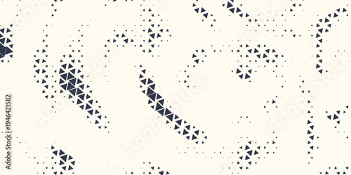 Triangle Shapes Vector Abstract Geometric Technology Background. Radial Composition Halftone Frame Triangular Retro Simple Pattern. Minimal Style Dynamic Tech Wallpaper