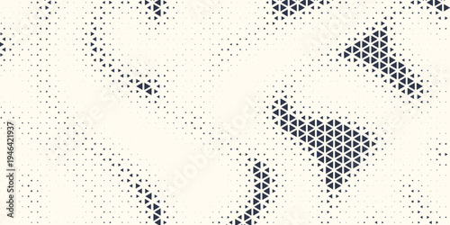 Triangle Shapes Vector Abstract Geometric Technology Background. Radial Composition Halftone Frame Triangular Retro Simple Pattern. Minimal Style Dynamic Tech Wallpaper