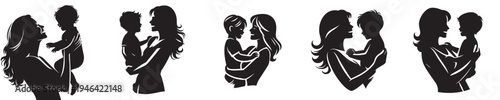 vector silhouette of a mother holding her baby