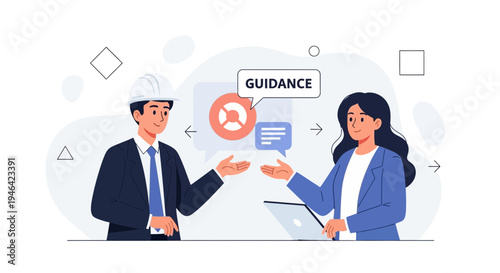 Business Guidance: Collaboration Between Engineer and Manager with Laptop