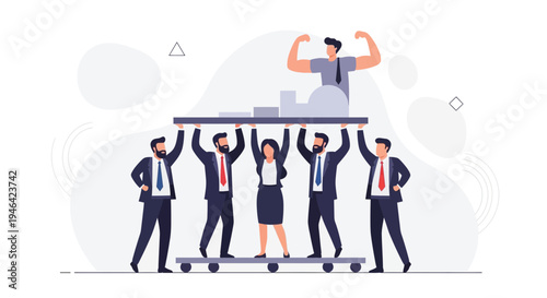 Teamwork Success: Colleagues Lift Leader to Top of Growth Chart