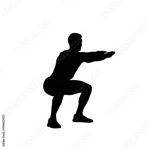 Black silhouette of a man doing a squat