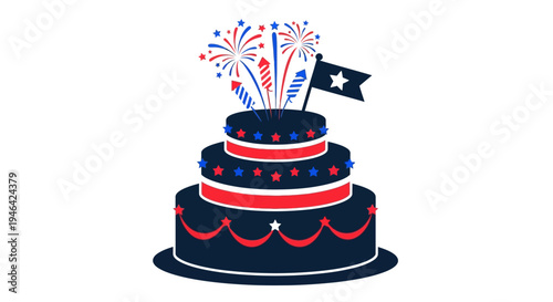 American Birthday Cake with Fireworks Decor.