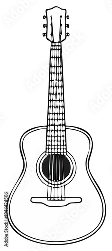 Acoustic Guitar Outline Musical Instrument Illustration