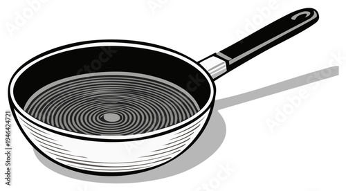 Skillet Illustration with Circular Design for Food Preparation and Cooking