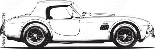 Vintage sports car profile isolated on transparent background