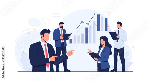 Business Team Analyzing Financial Growth Chart in Meeting