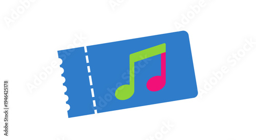 Colorful music ticket stub symbol.