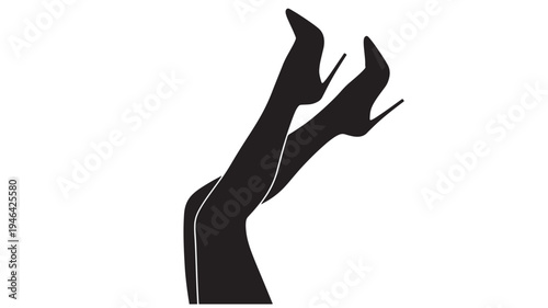 Legs high heels silhouette with pointed toes and thin stiletto heel featuring fashion, shoe, footwear with elegant and slender elements for women,