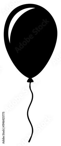 Black balloon icon with string floating upward a simple graphic element for celebrations