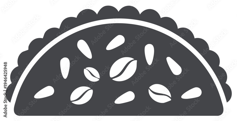Obraz premium Coffee Bean Empanada Icon for Cafe Menu or Snack Concept Design